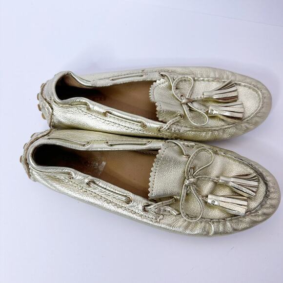 Coach Size 6 Nadia Gold Metallic Tassel Driving Moccasin - Picture 3 of 7